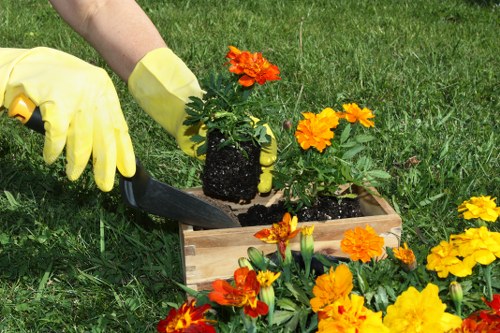 Landscaping materials and tools on site